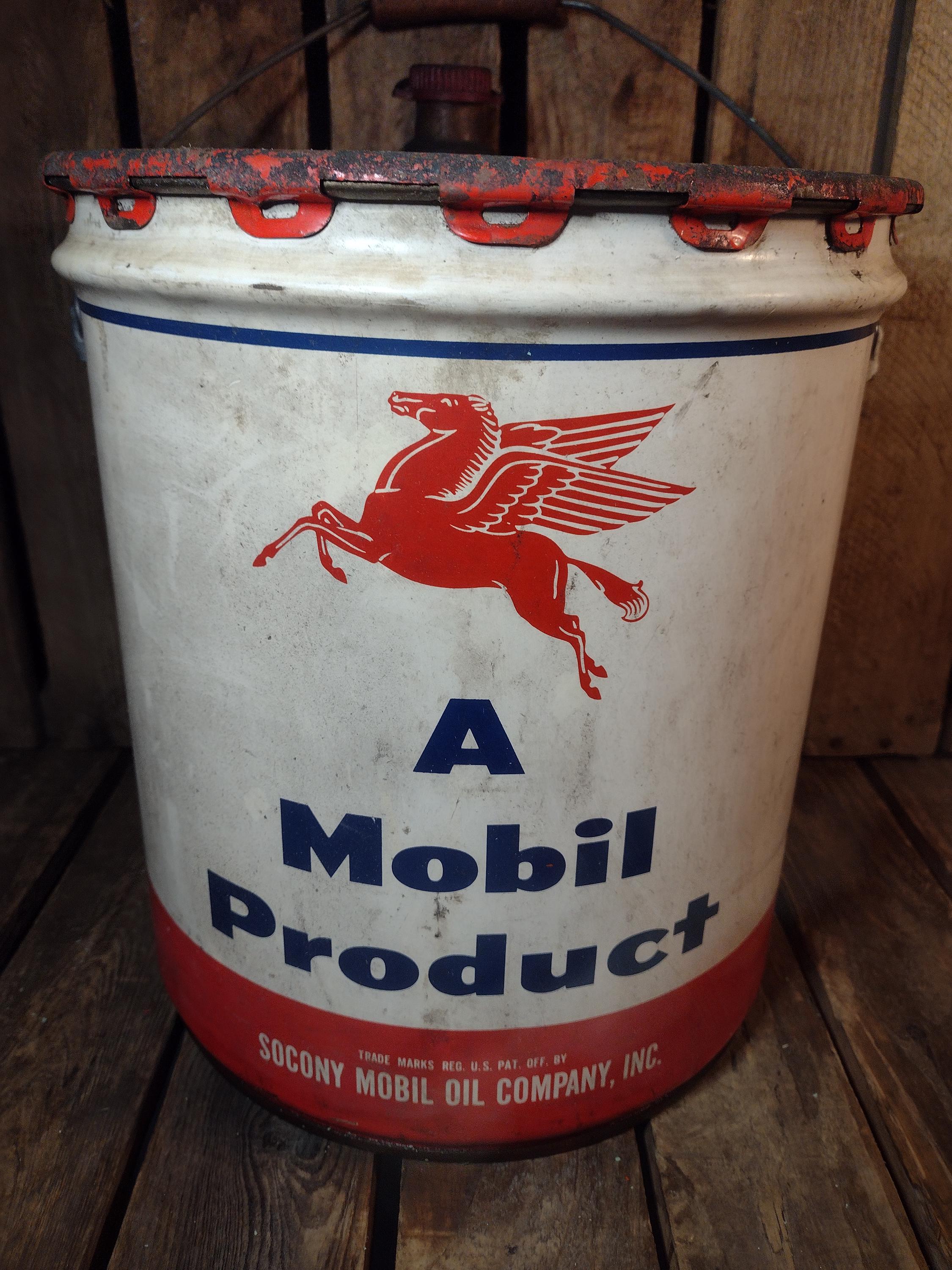 Vintage Mobil Oil Can – Pegasus Tin, 5-gallon Industrial Pail - Etsy