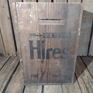 Antique Hires Root Beer Wooden Crate – Rustic Advertising Box – Primitive Farmhouse Decor