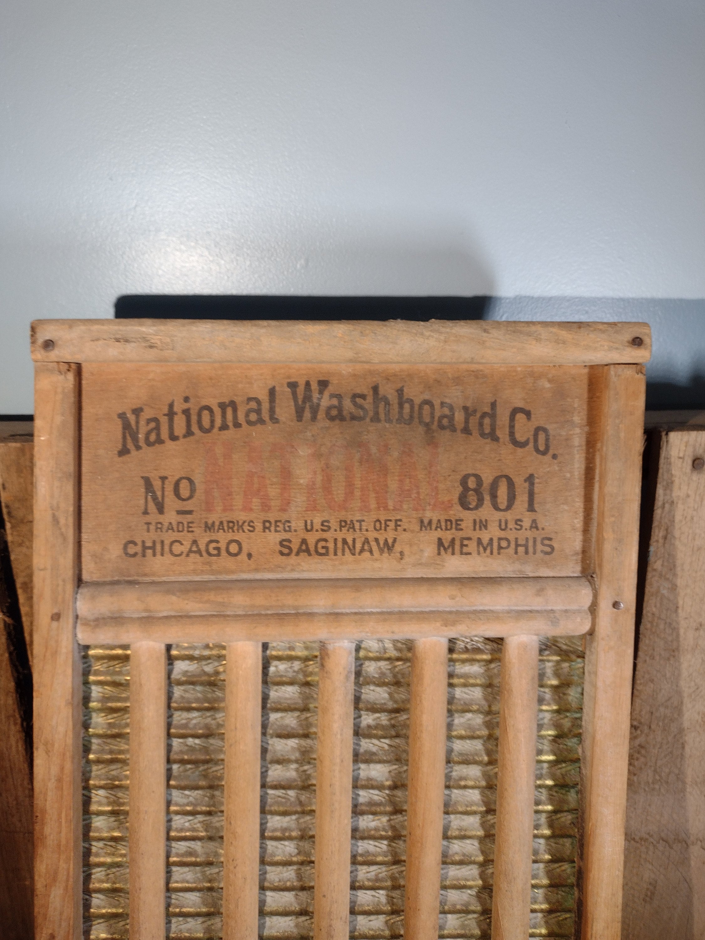 Antique National Washboard Co. No. 801: Rustic Farmhouse Laundry