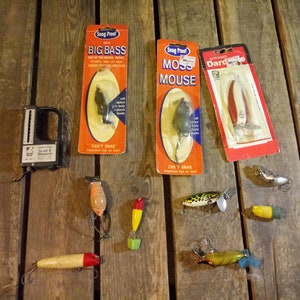 10 Vintage Fishing Lures And One Scale