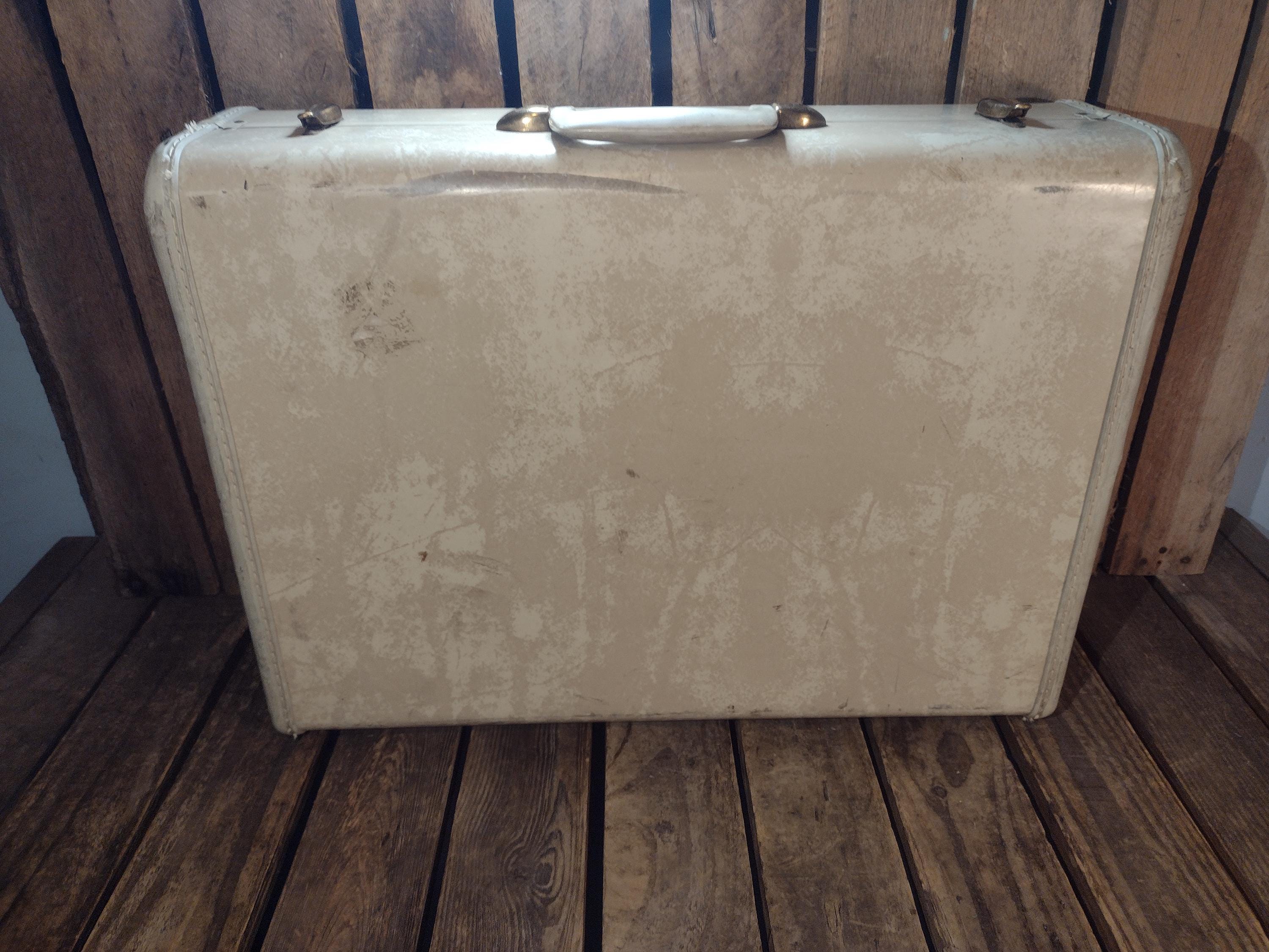 Vintage Samsonite Streamlite Suitcase Cream Hard Shell Luggage