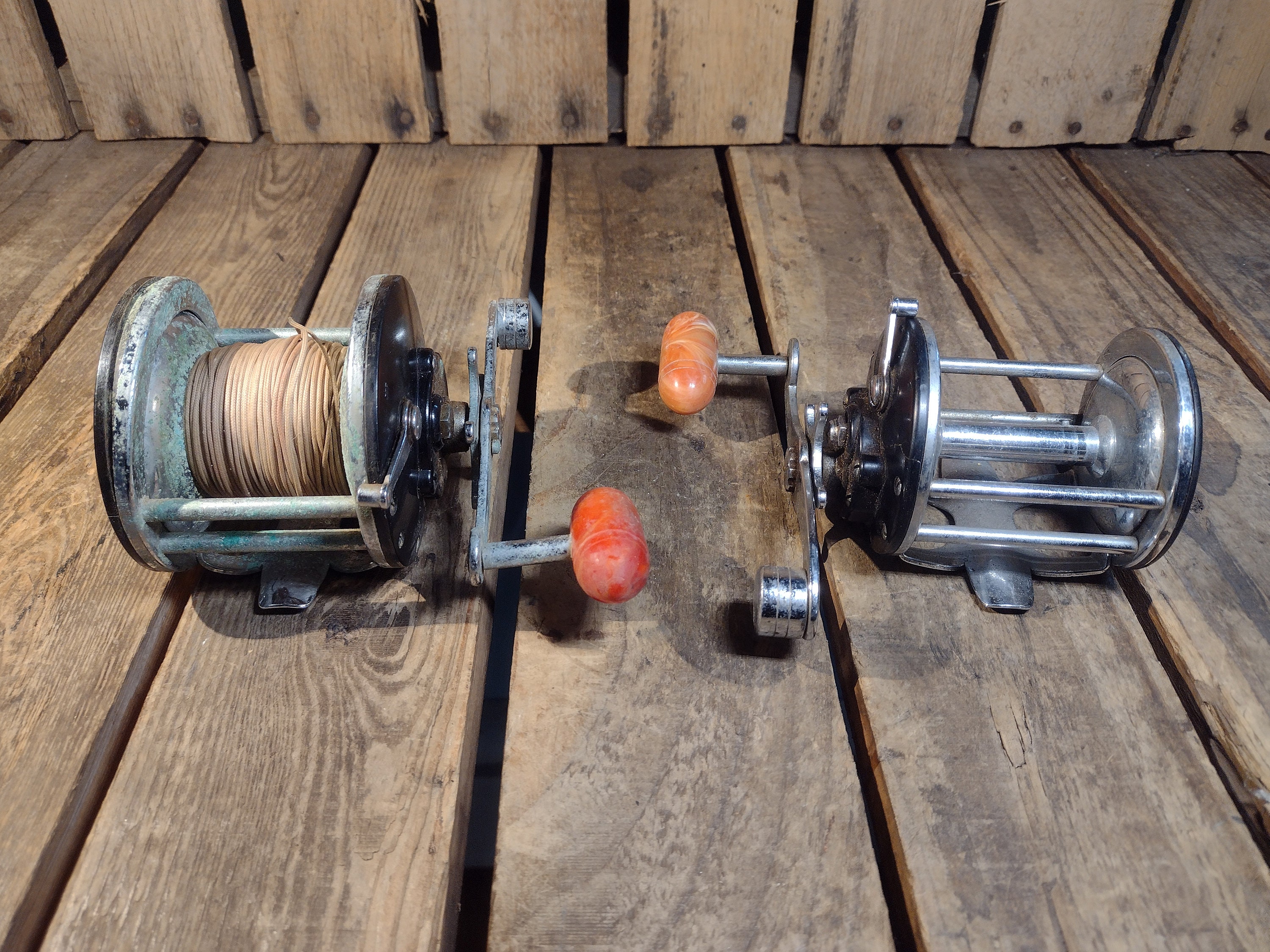 old with metal wall art 1920s Winchester Fly Fishing Rods Reels
