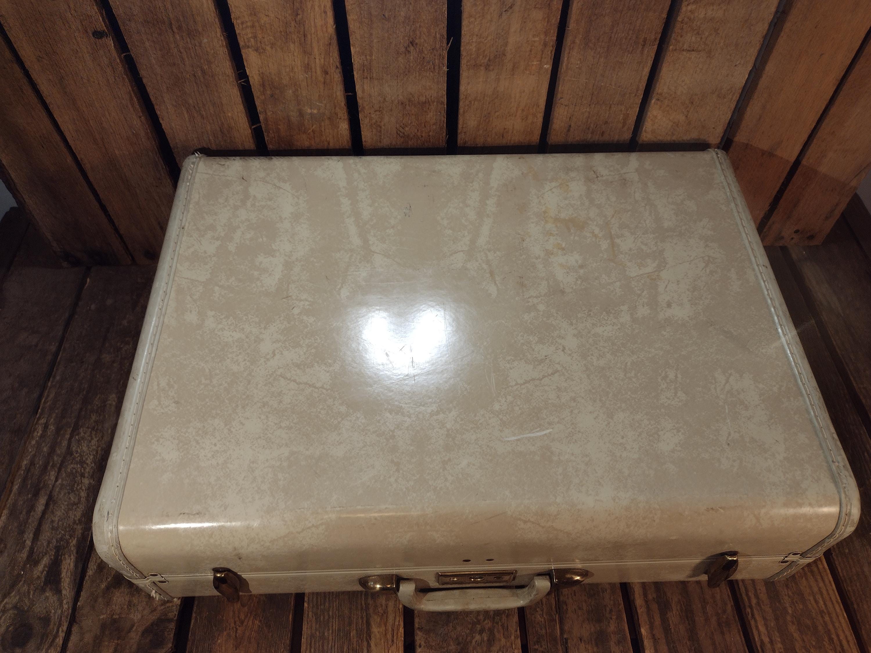 Vintage Samsonite Streamlite Suitcase Cream Hard Shell Luggage