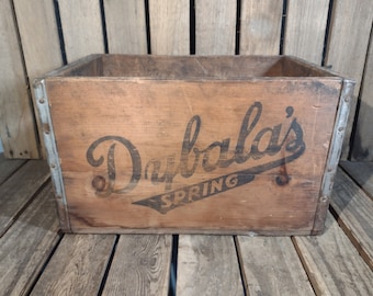 Antique Dybalas Spring Water Wooden Crate – Rustic Farmhouse Storage Box – Primitive Country Decor – Collectible
