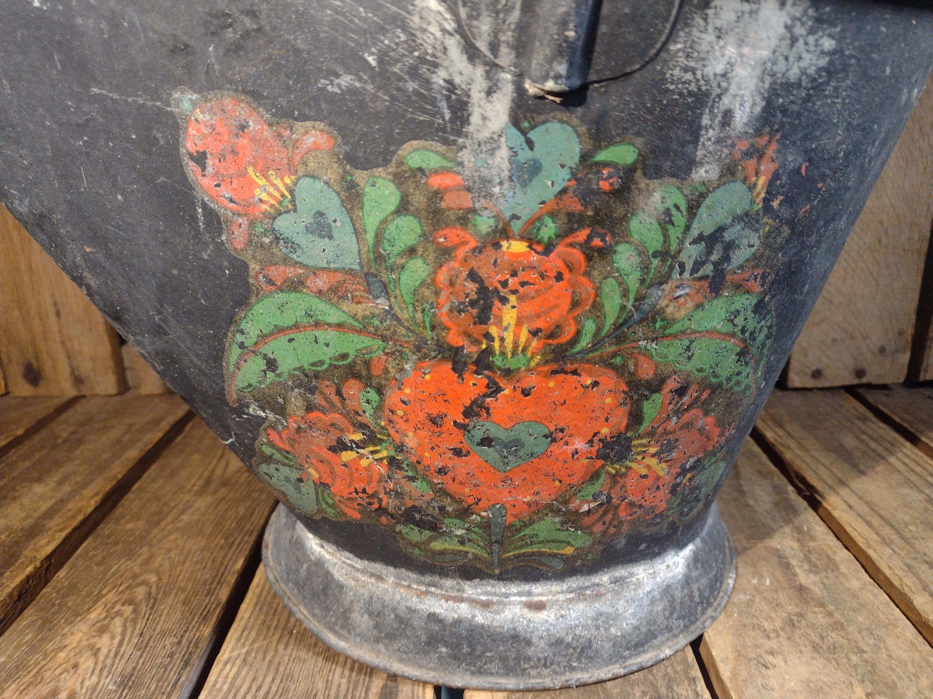 Rustic Ash Bucket Vintage Coal Scuttle Metal Ash Bucket Rustic Fireplace Hod With Handle ...