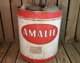 Vintage Zylindrische Daumenpumpe Ölkanne Werkstatt, Vintage