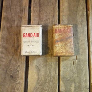 2 Vintage Rusty Band Aid Tins