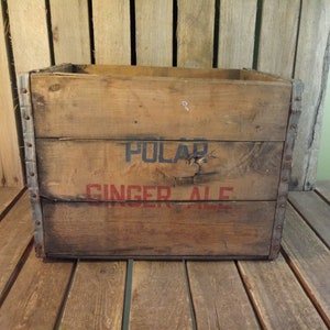Vintage Polar Ginger Ale Wooden Crate – Rustic Soda Advertising Box – 16x12.5x12
