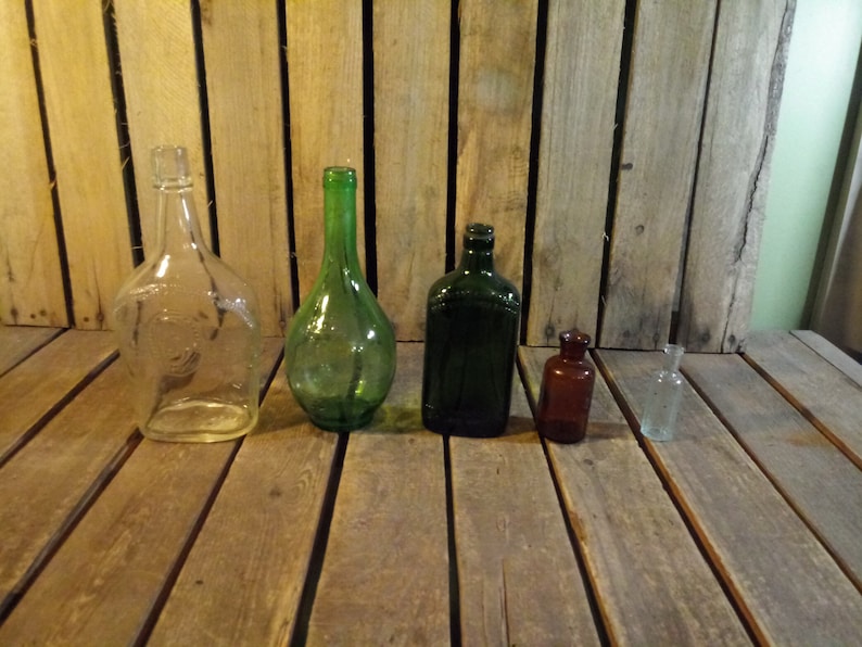 5 Vintage Glas-Flaschen Bild 9