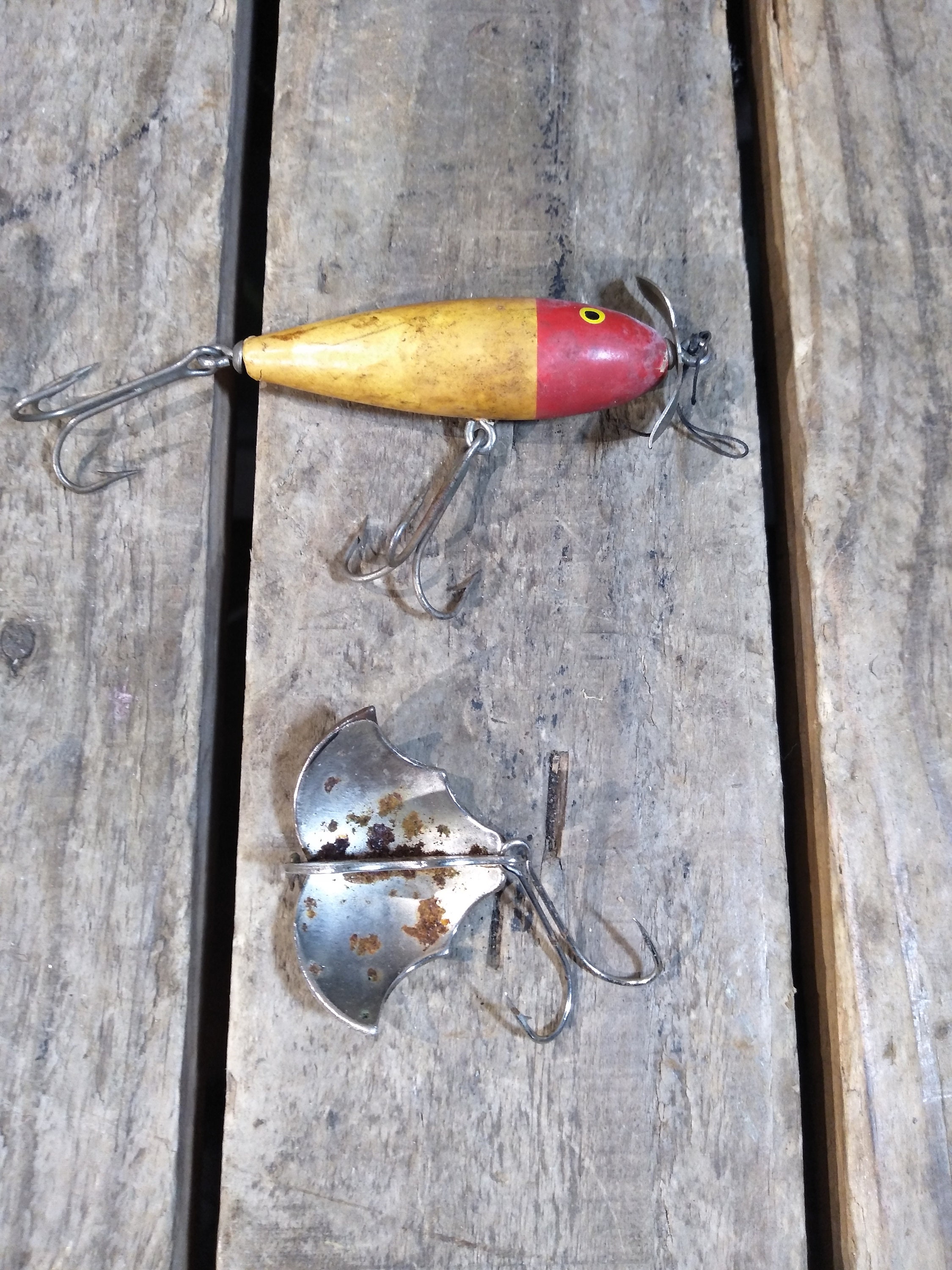 🎣 Lot De 4 Leurres De Pêche Vintage – Métal, Crankbait, Pour Eau Douce (sans Marque)