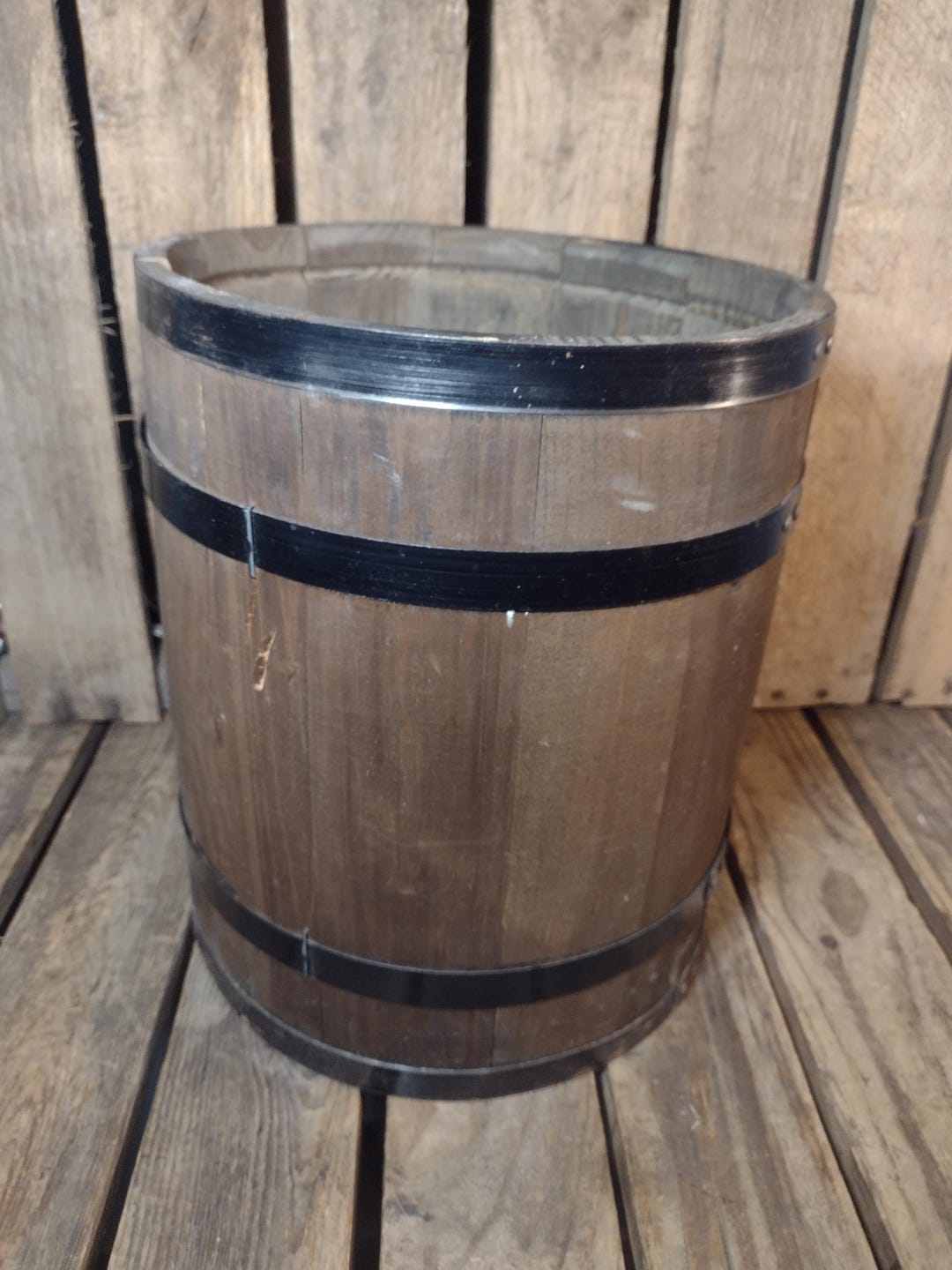 Wooden Barrel Bucket Rustic Farmhouse Decor Planter Storage Vessel - Etsy