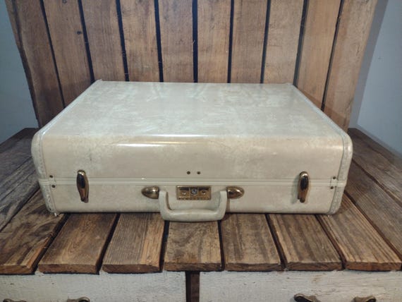 Vintage Samsonite Streamlite Suitcase Cream Hard Shell Luggage Travel Case