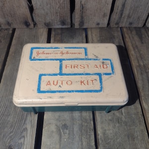 Vintage First Aid Kit, Johnson and Johnson Auto First Aid Kit