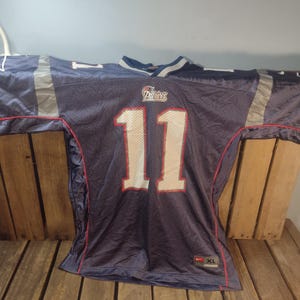 Vintage Nike New England Patriots #11 NFL Jersey XL Made in Korea Blue Silver Red