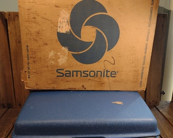 Vintage Blue Samsonite Suitcase with Key & Box