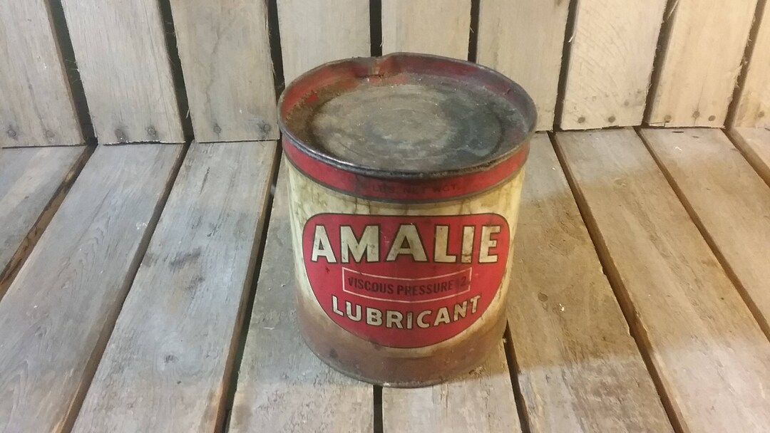 Amalie Lubricant Can, Vintage Metal Can, Red and White Grease Can Etsy