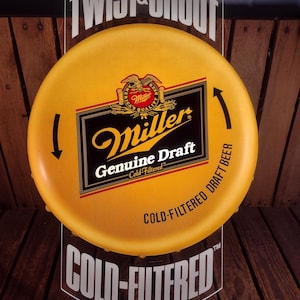 Vintage Miller Genuine Draft Bottle Cap Sign
