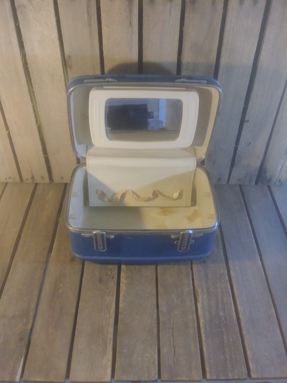 【1960s USA vintage】トレインケース メイクボックス アメリカ Vintage American Tourister Makeup Case – Small Blue Suitcase