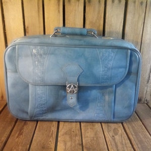 Vintage Blue Suitcase, Distressed Wornout Suitcase