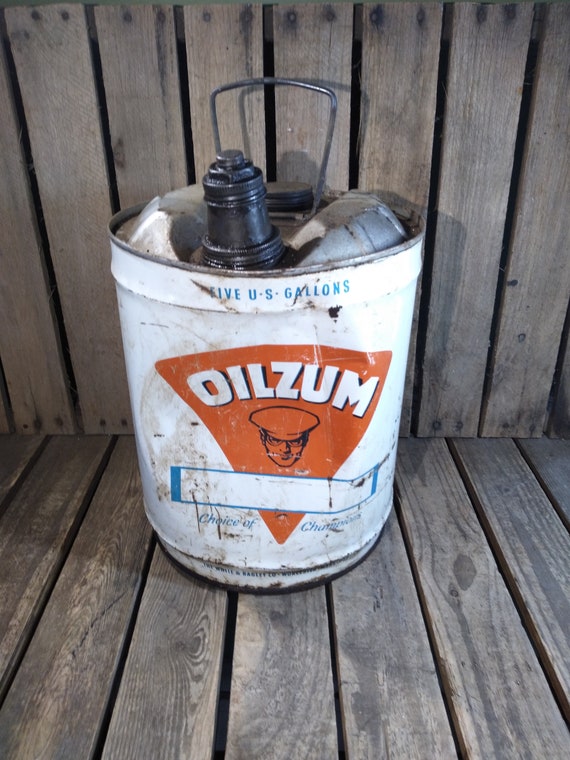 旧ロゴ『トヨタ』ドラム缶 Vintage Oilzum Oil Can: Rusty Dented Decor - Etsy