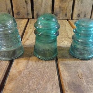 3 Vintage Glass Insulators