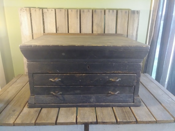 Antique Tool Chest Large Wooden Tool Box Etsy