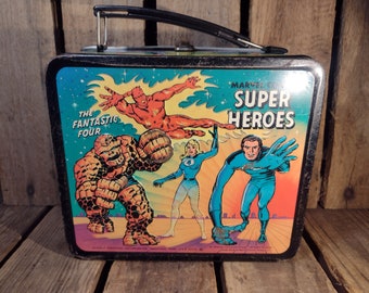 Vintage Super Heroes Lunchbox mit Thermoskanne aber fehlender Tasse