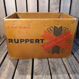 Boîte de bouteille en bois de caisse de bière Ruppert vintage 12 pintes publicitaire