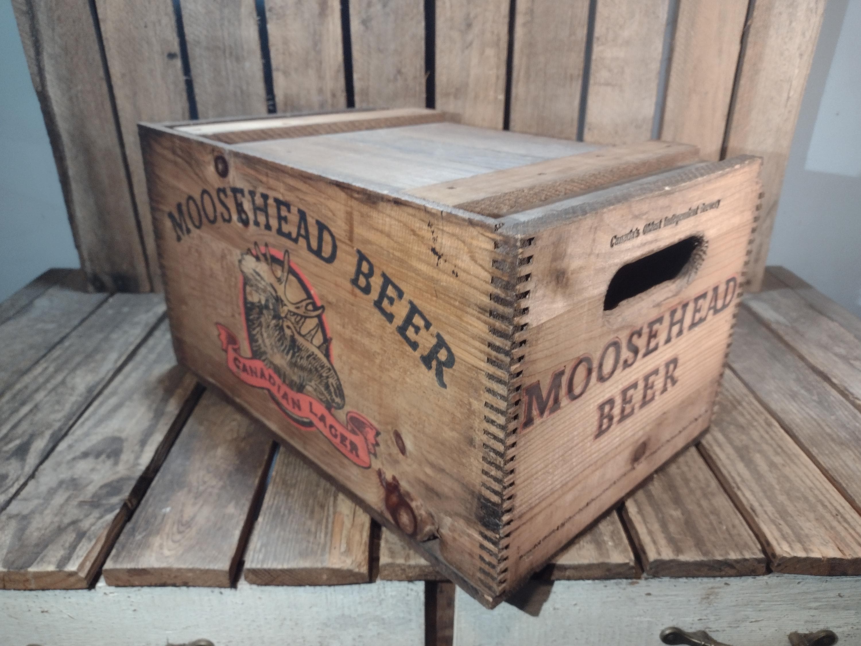 Vintage Moosehead Beer Wooden Crate – Canadian Lager Wood Box