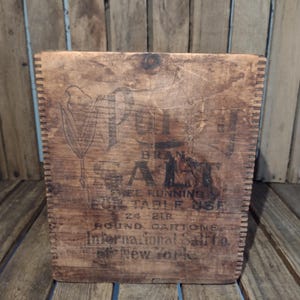 Antique Purdy Salt Crate: Rustic Farmhouse Advertising Box