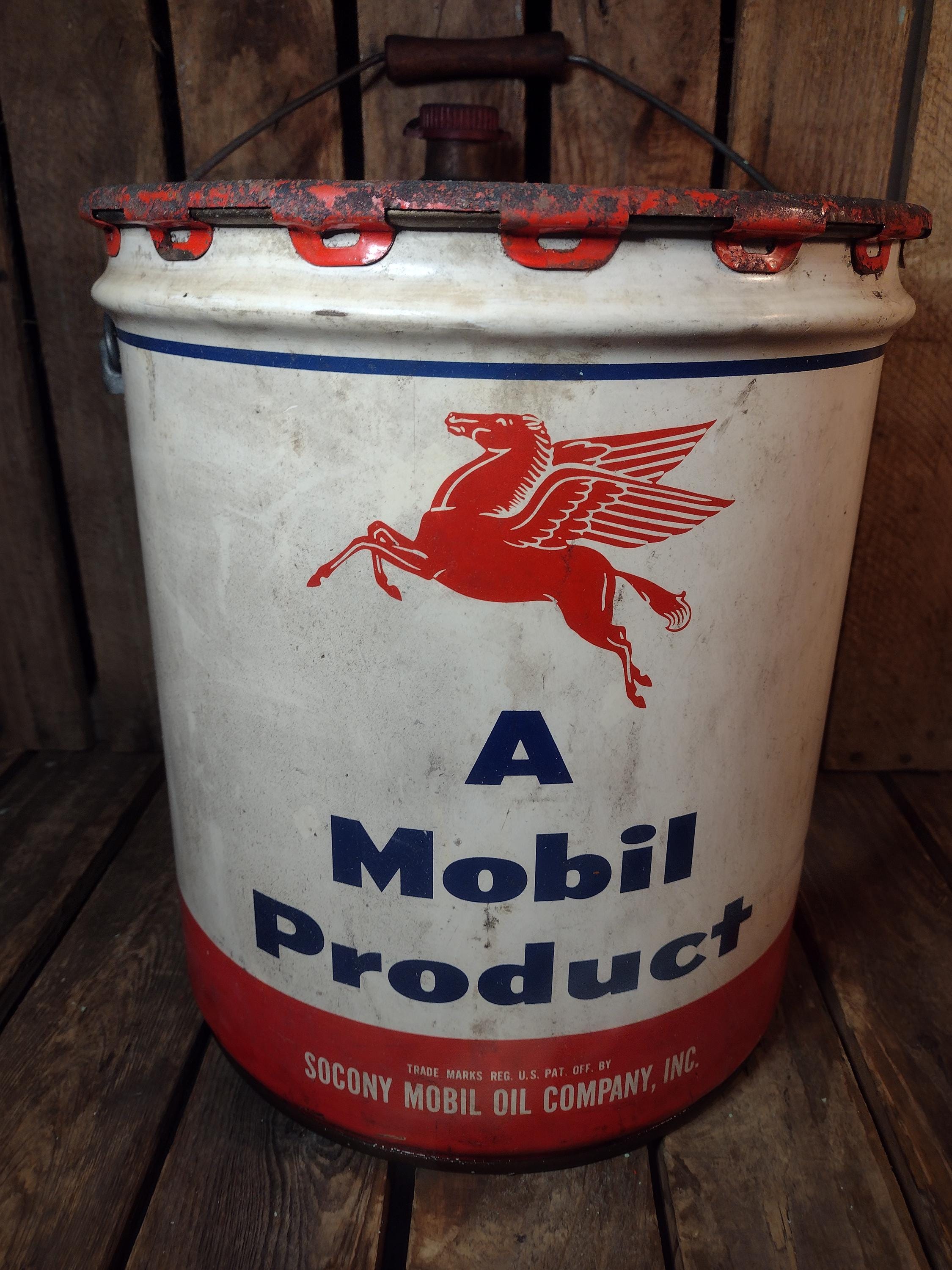 Vintage Mobil Oil Can – Pegasus Tin, 5-gallon Industrial Pail - Etsy