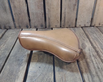 Vintage Persons Leather Bicycle Seat – Retro Bike Saddle with Wear
