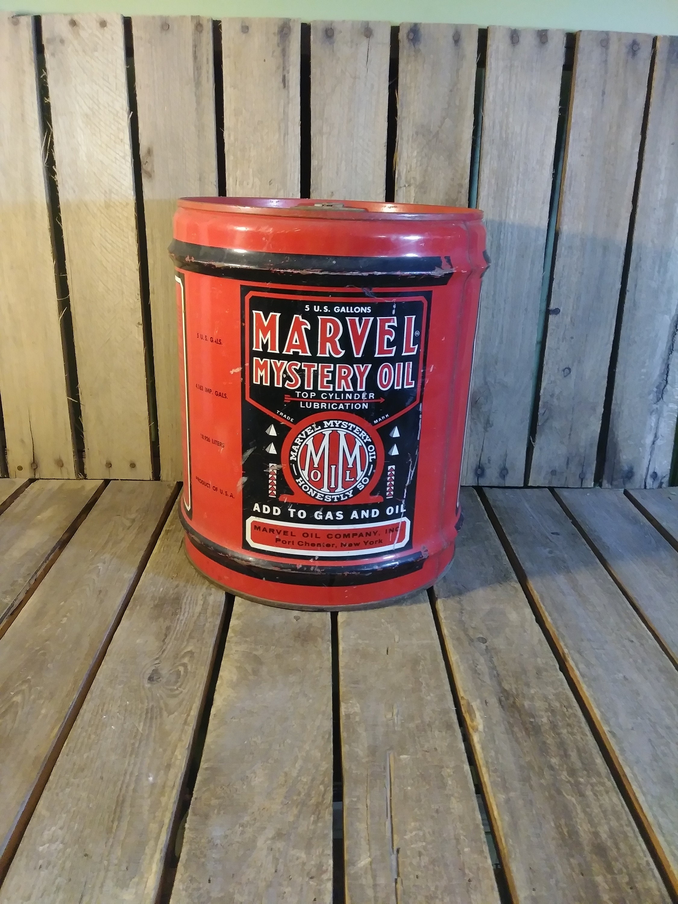 Vintage Marvel Mystery Oil - 5 Gallon Can Retro