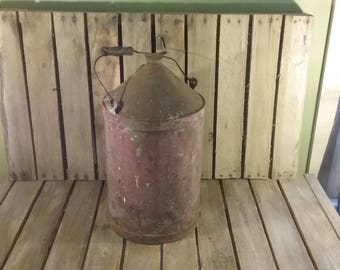 Vintage Metal Jug, Distressed Jug, Rusty Jug, Rusty Metal Can, Chippy Paint