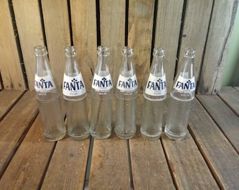6 Fanta Soda Bottles, Vintage Soda Bottles