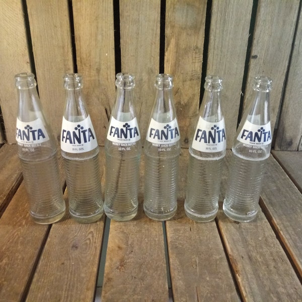 6 Fanta Soda Bottles, Vintage Soda Bottles