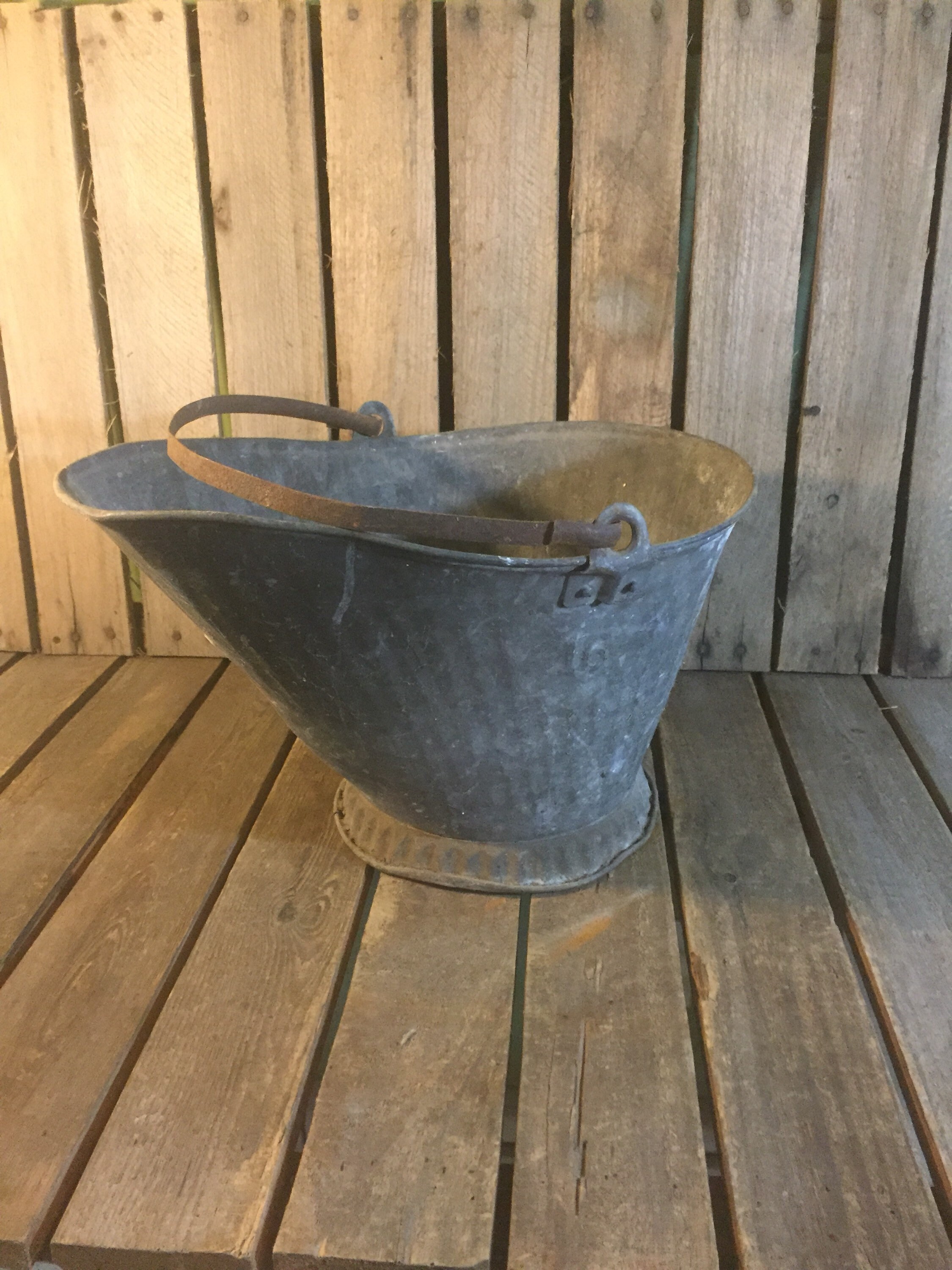 Vintage Metal Coal Bucket Etsy