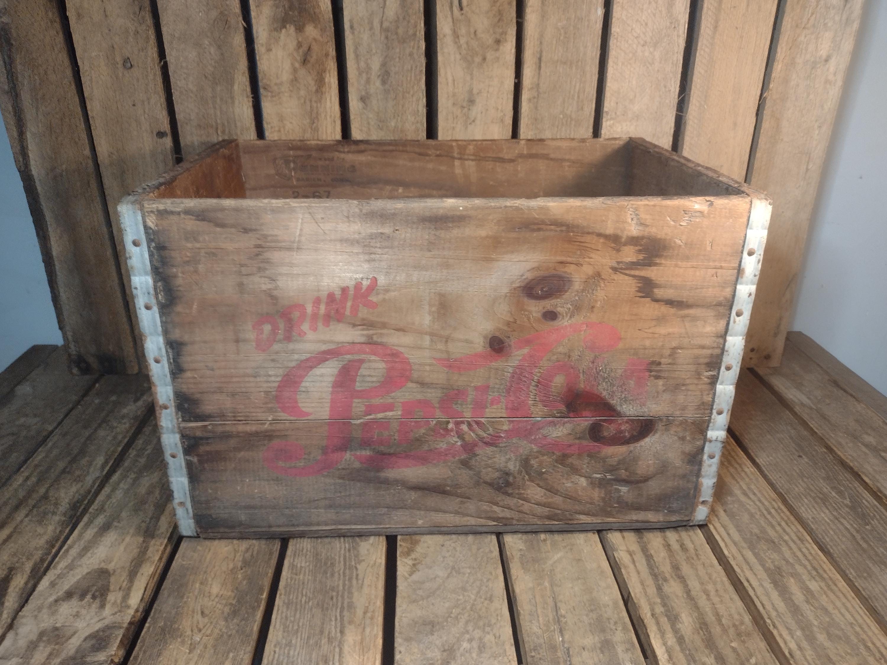 Vintage 1967 Pepsi Wooden Crate With Red Logo – Rustic Soda Pop