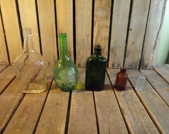 5 Vintage Glass Bottles