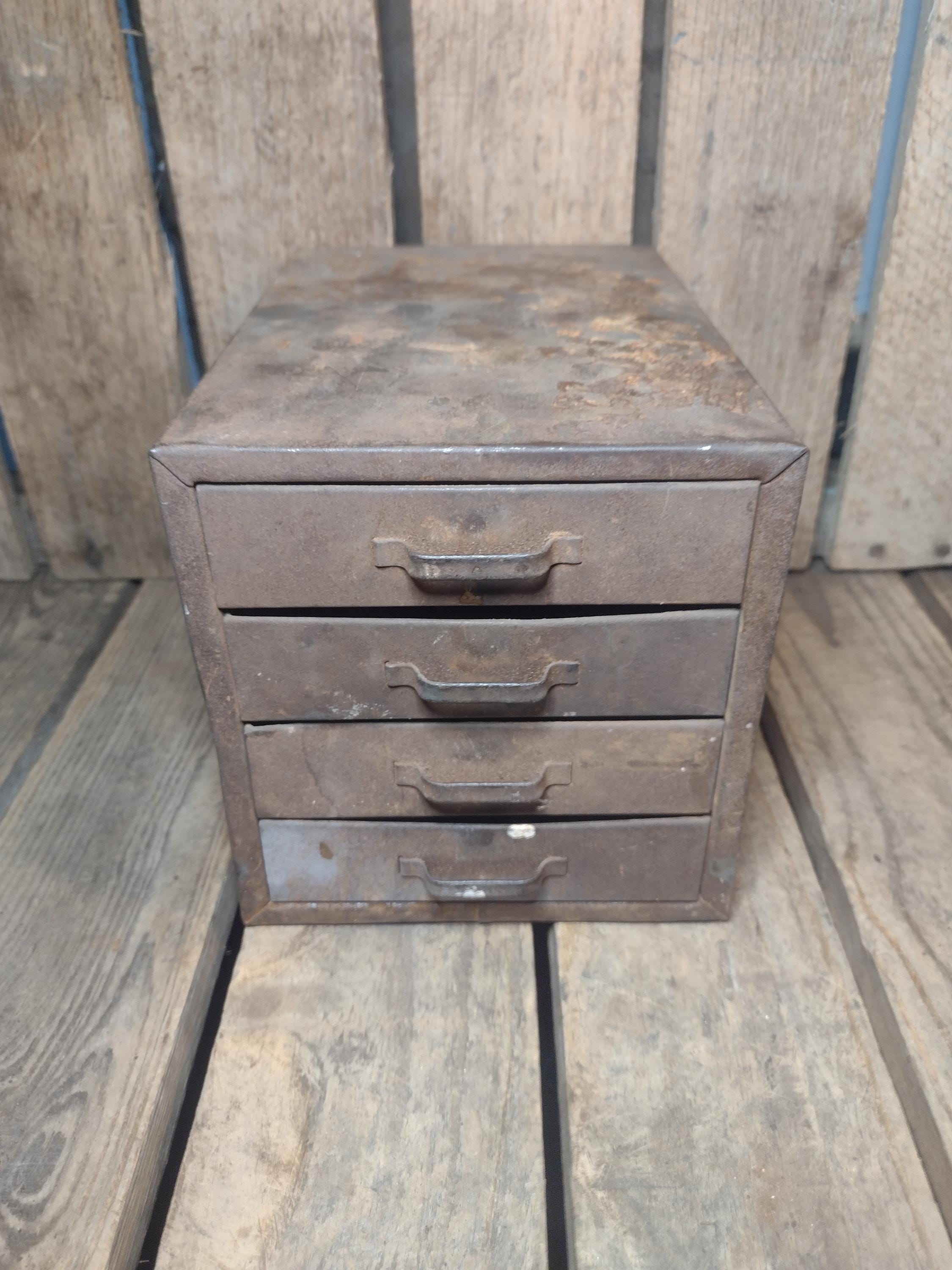 Vintage 4-drawer Metal Parts Cabinet – Industrial Tool Organizer