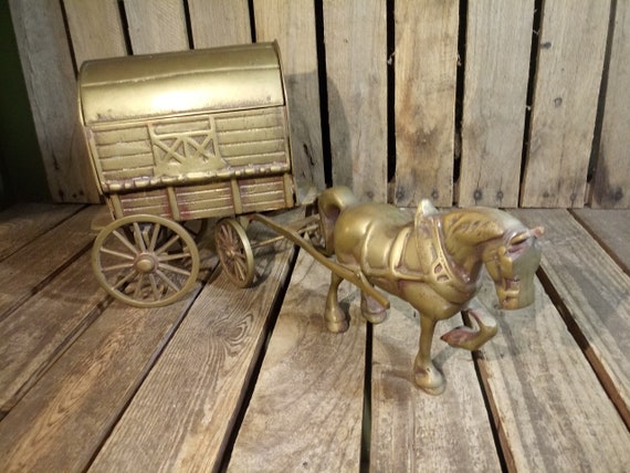 ヴィンテージ真鍮製馬と荷馬車の置物 農家風 ウェスタン装飾 - Etsy 日本