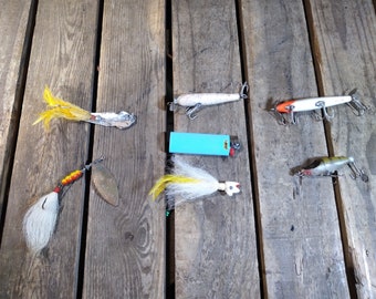 Vintage Fishing Lure Collection: Rustic Cabin Lakehouse Decor