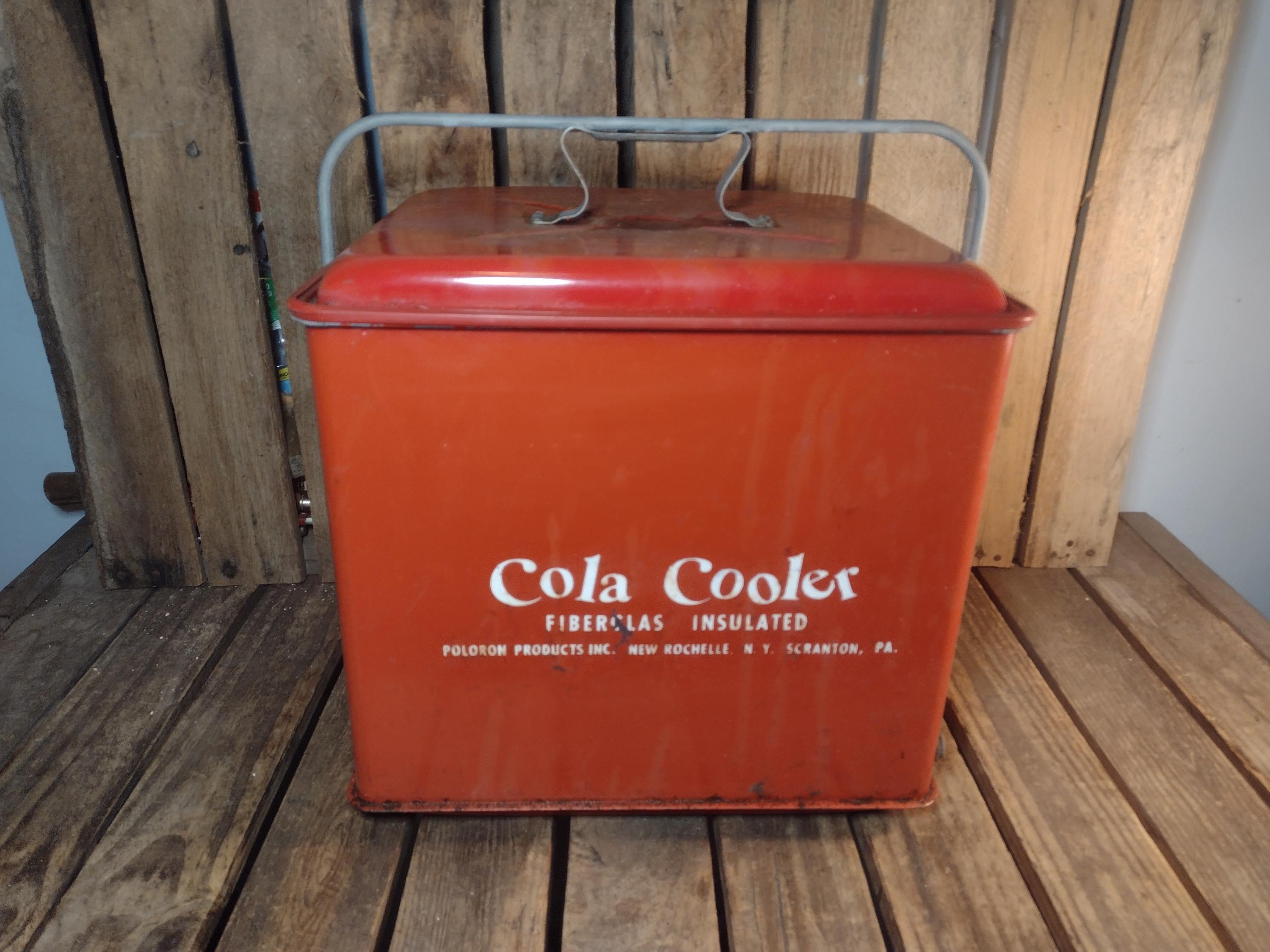 Vintage Cola Cooler Fiberglass Insulated Metal Picnic Cooler