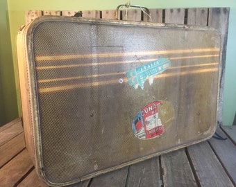 Vintage Belber Tweed Stripe Suitcase