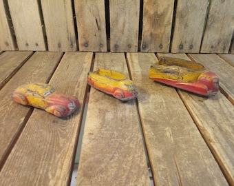 Vintage Sun Rubber Co Toy Cars - Set of 3