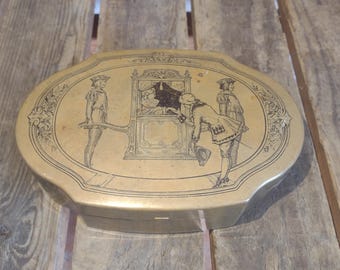 Vintage Metal Candy Tin: Decorative Storage Box (7.5x5x1.75 inches)