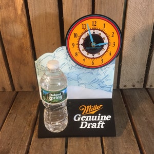 Vintage Miller Draft Plastic Clock and Can/Bottle Holder