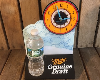 Vintage Miller Draft Plastic Clock and Can/Bottle Holder