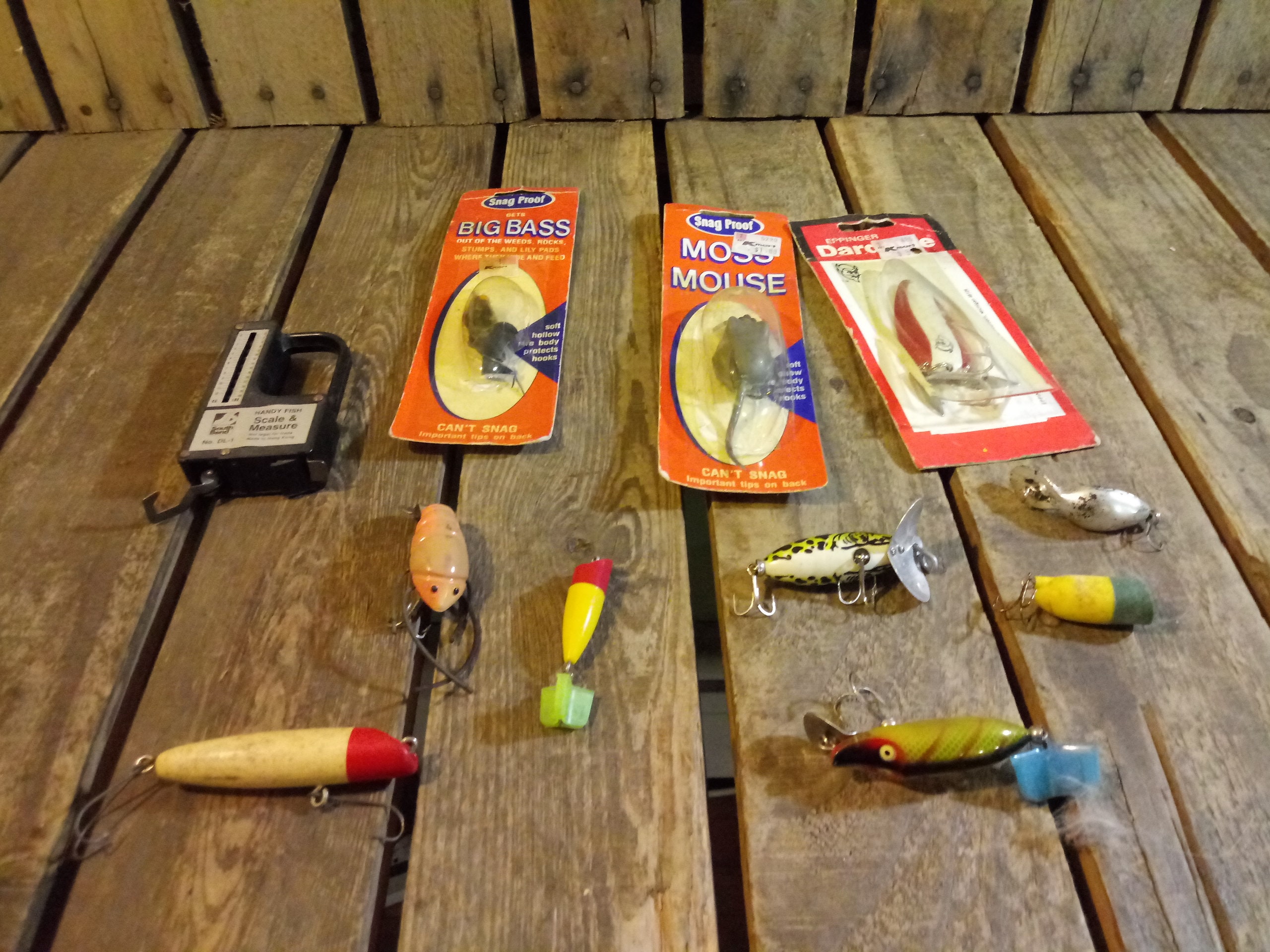 10 Vintage Fishing Lures and One Scale 