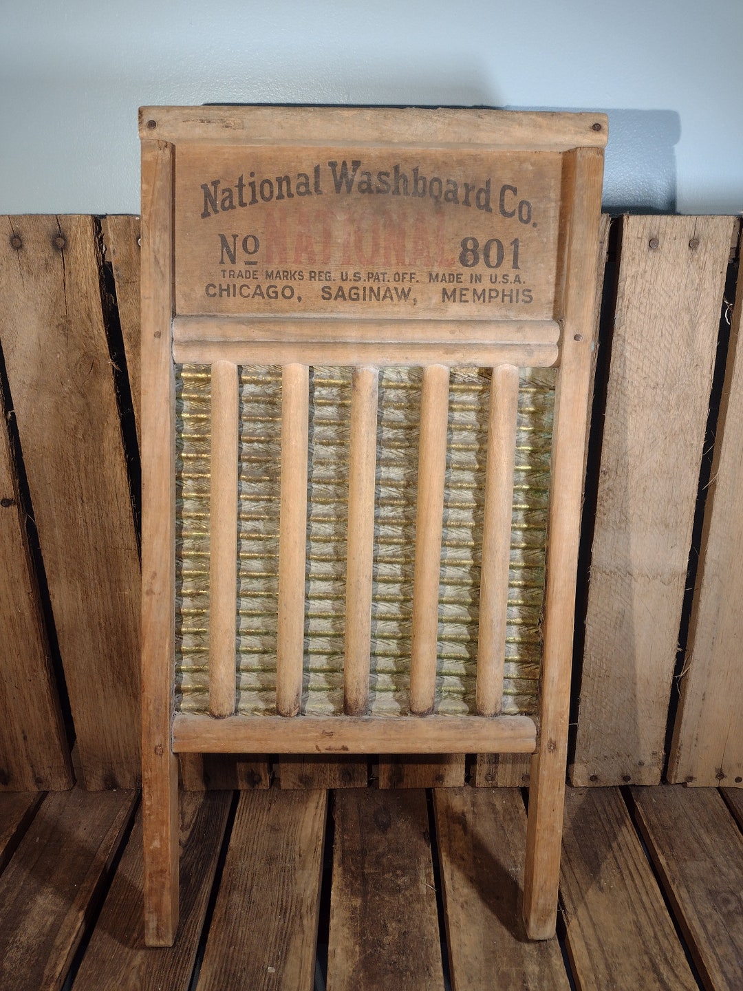 Antique National Washboard Co. No. 801: Rustic Farmhouse Laundry